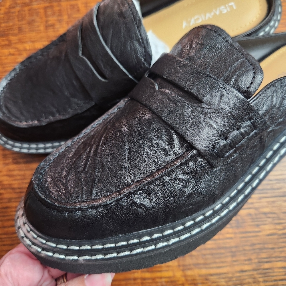 Lisa Vicky Mules Pace -V Black leather Cushioned Footbed Size 8.5 New in Box - Picture 9 of 10